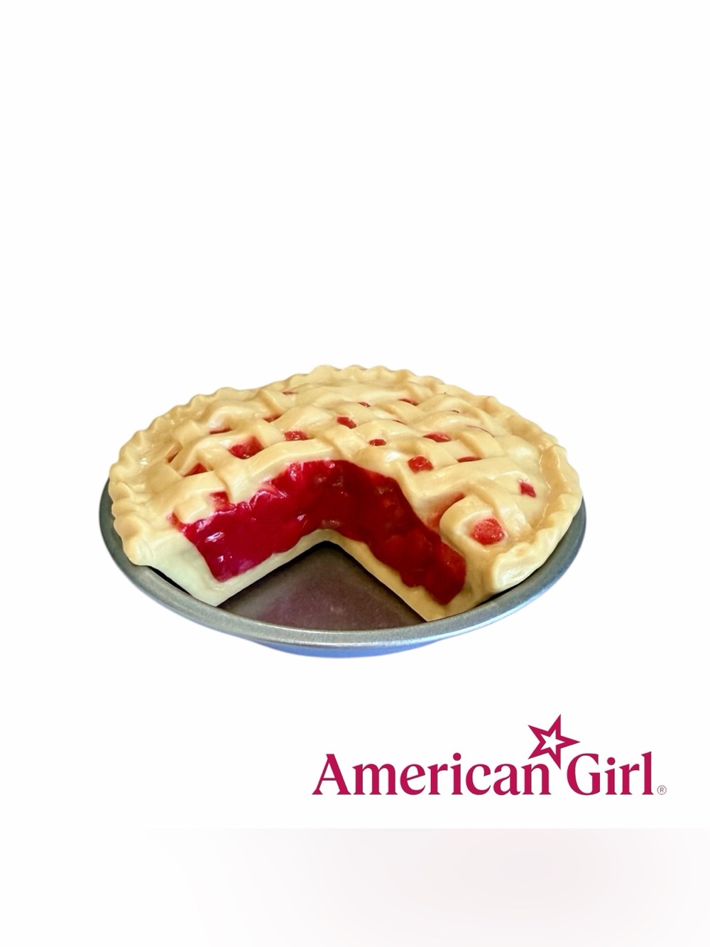 Pleasant Company American Girl Addy’s Ice Cream Set Cherry Pie And Metal Pan
